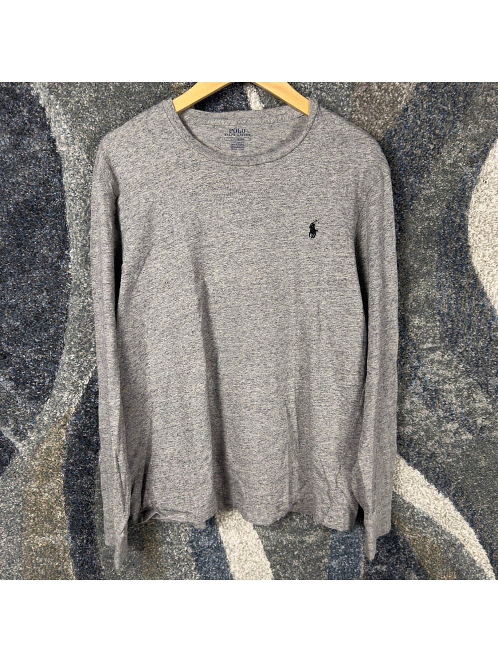 Polo Ralph Lauren Long Sleeve Tee Mens L Heather Gray Marled